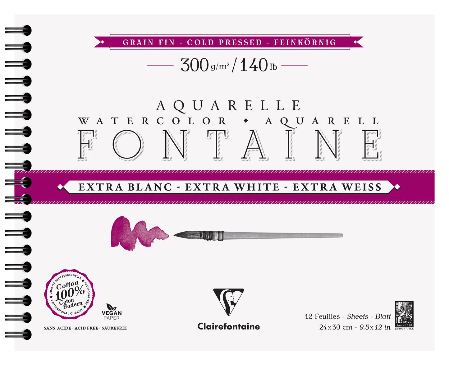 Fountain Extra Blanc Grain Fine Spiral album 12F 24x30cm 300g (Pack x4)