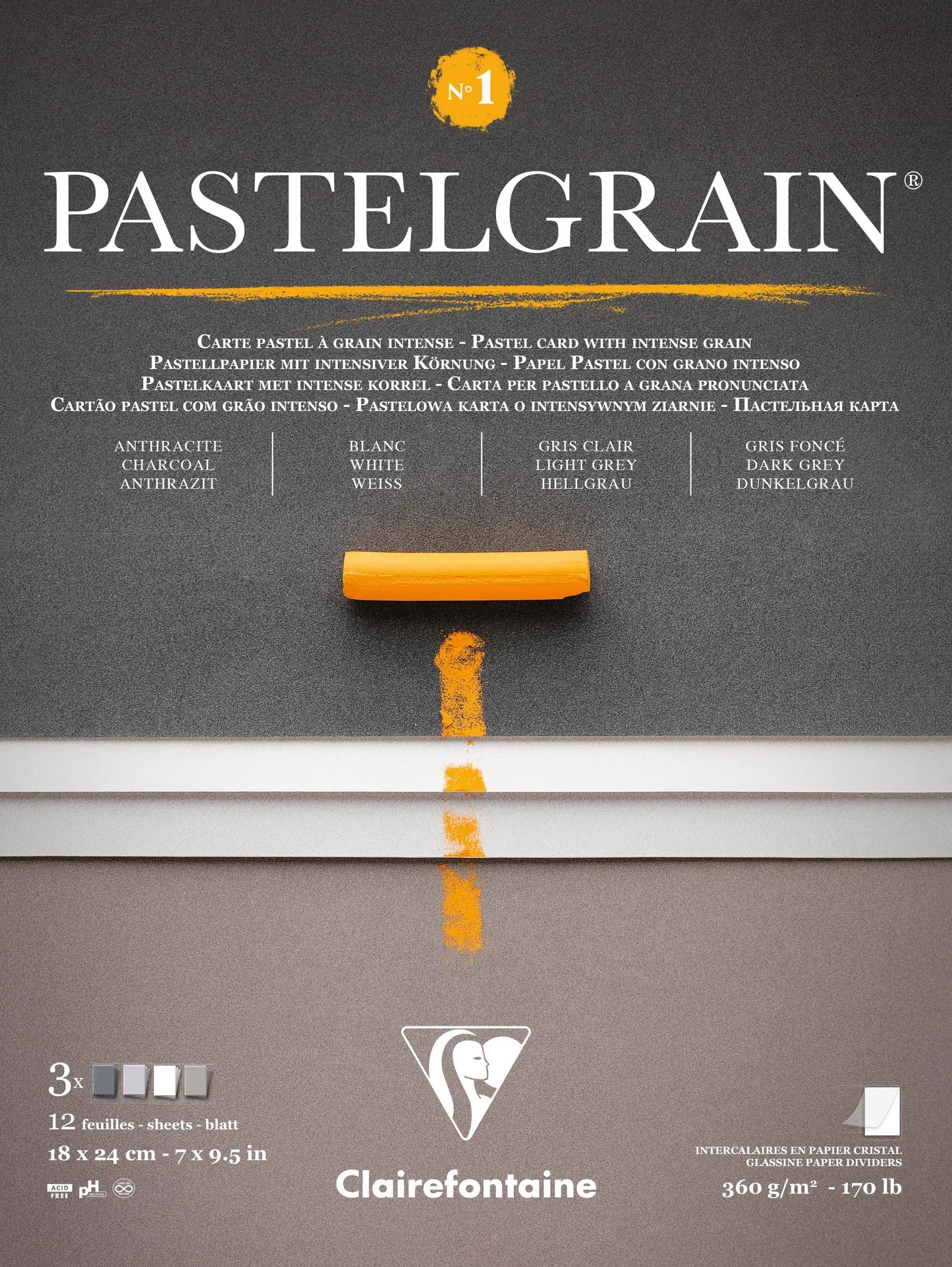 PastelGrain blocco incollato n°1 12F 18x24cm 360g