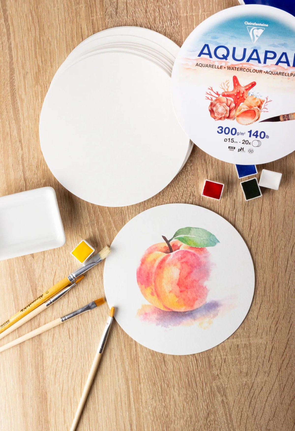 Round sheets Aquapad watercolor paper Ø15cm 20F 300g - New (in bundle 2)
