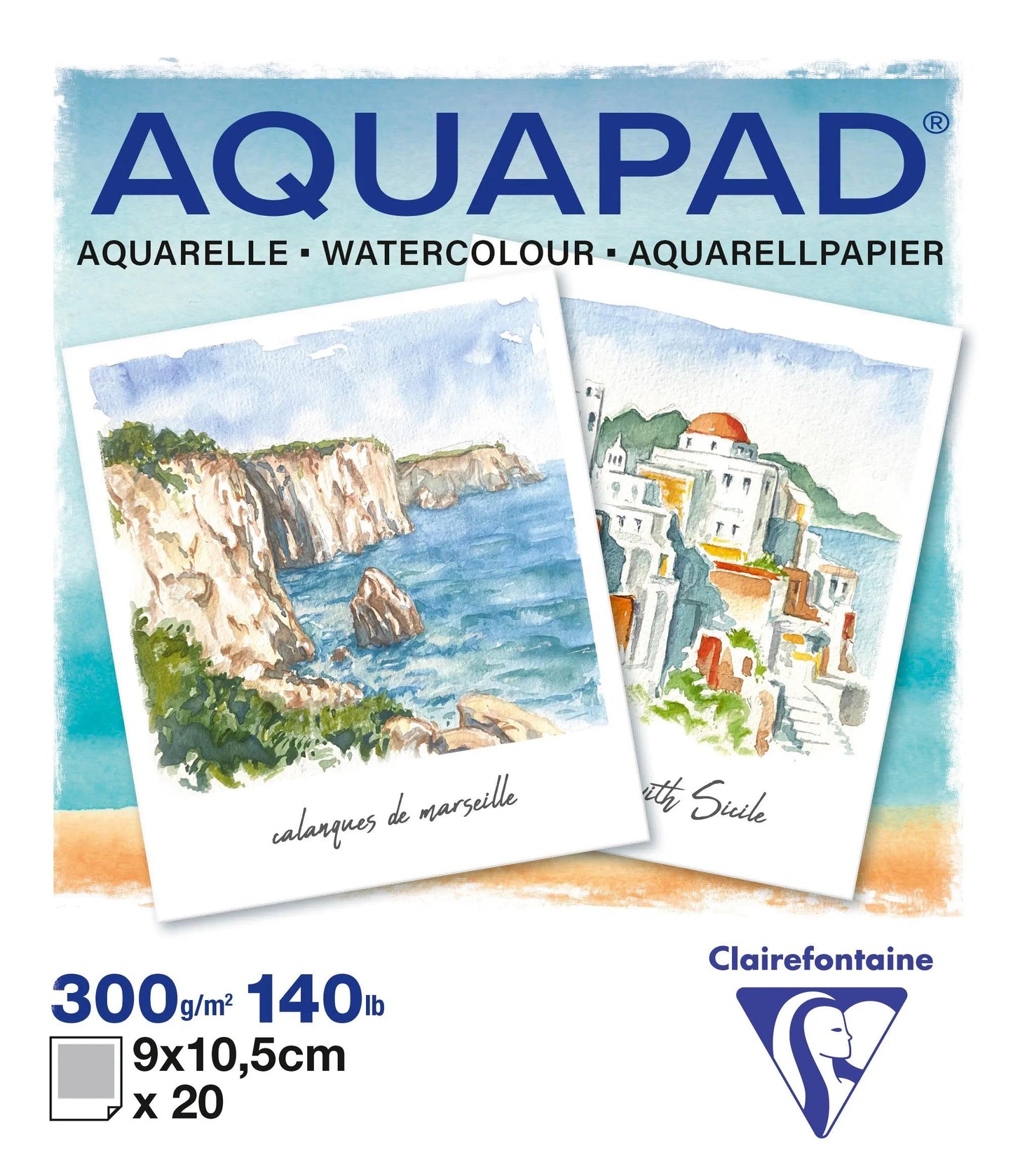 Aquapad Polaroid Aquarellblock 9x10.5cm 20F 300g - Neu (Paket x5)