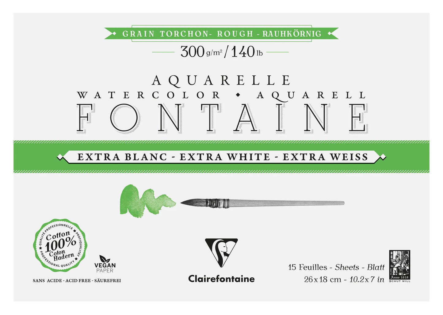 Fountain Extra White Grain Towel block glued 4 sides 15F 18x26cm 300g (Pack x2)