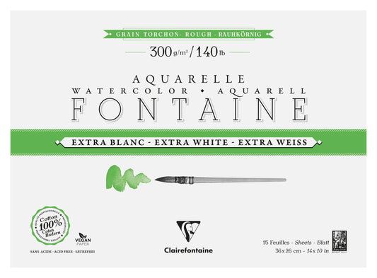 Fountain Extra White Grain Towel block glued 4 sides 15F 26x36cm 300g (Pack x2)