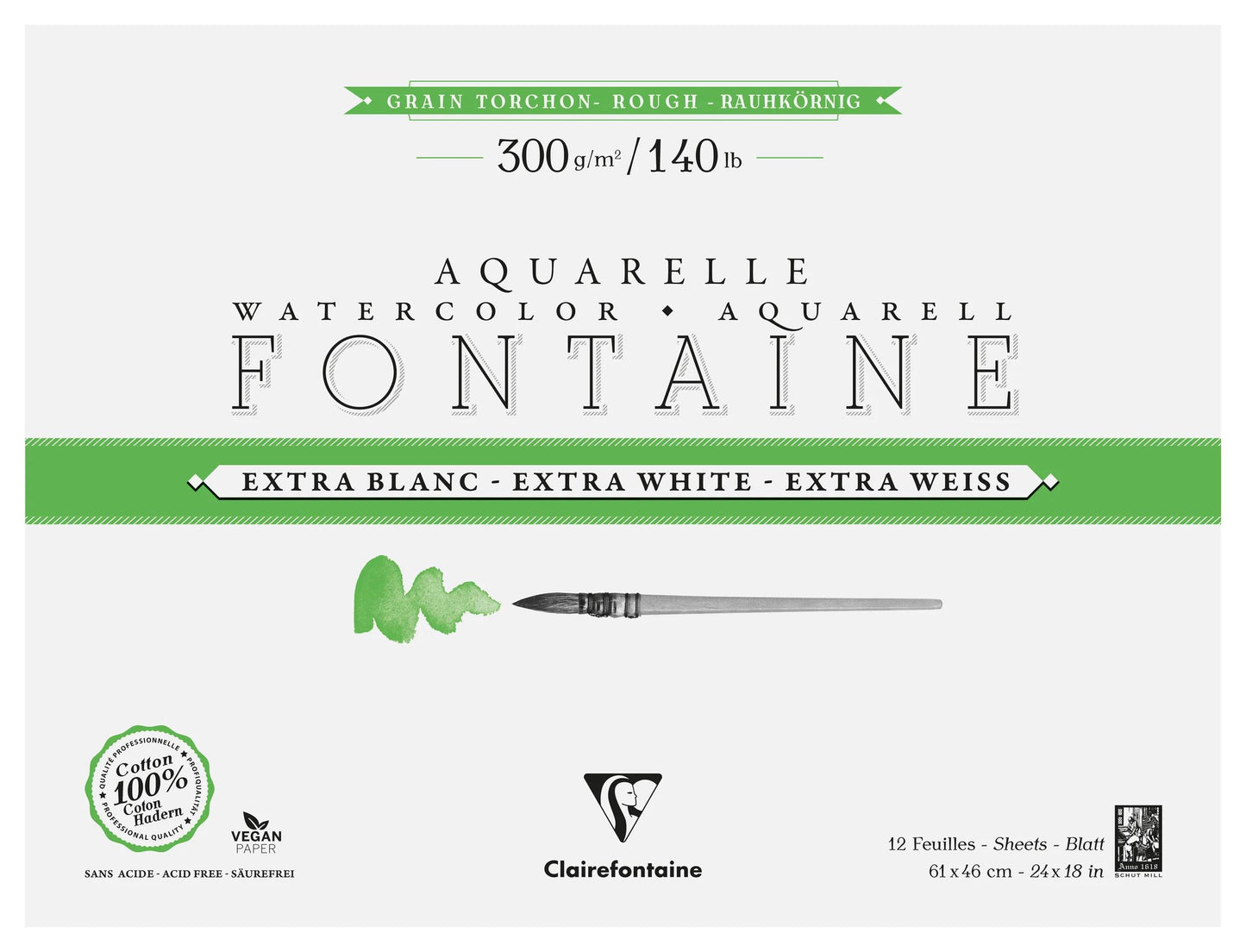 Fountain Extra White Grain Towel block glued 4 sides 12F 46x61cm 300g (Pack x2)