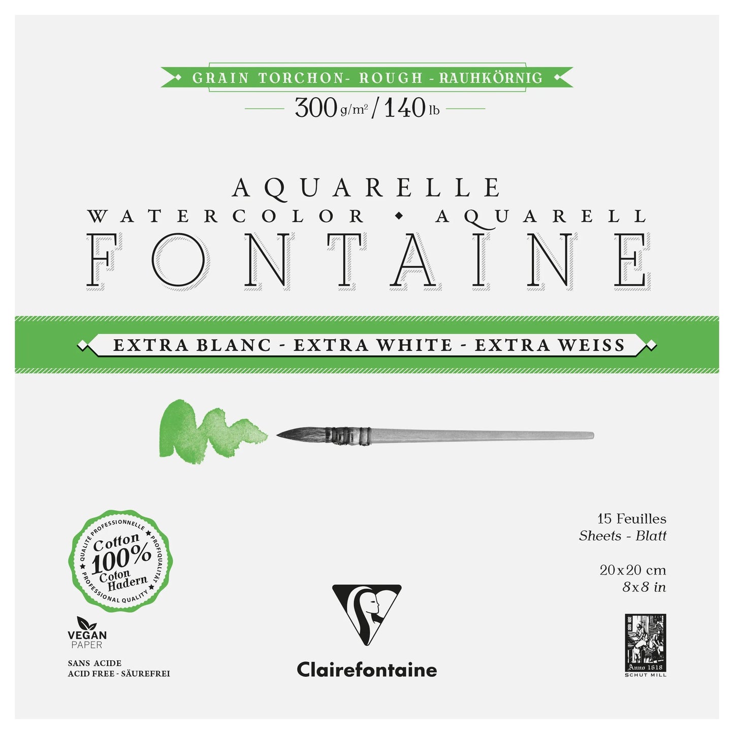 Fountain Extra White Grain Towel block glued 4 sides 15F 20x20cm 300g (Pack x2)