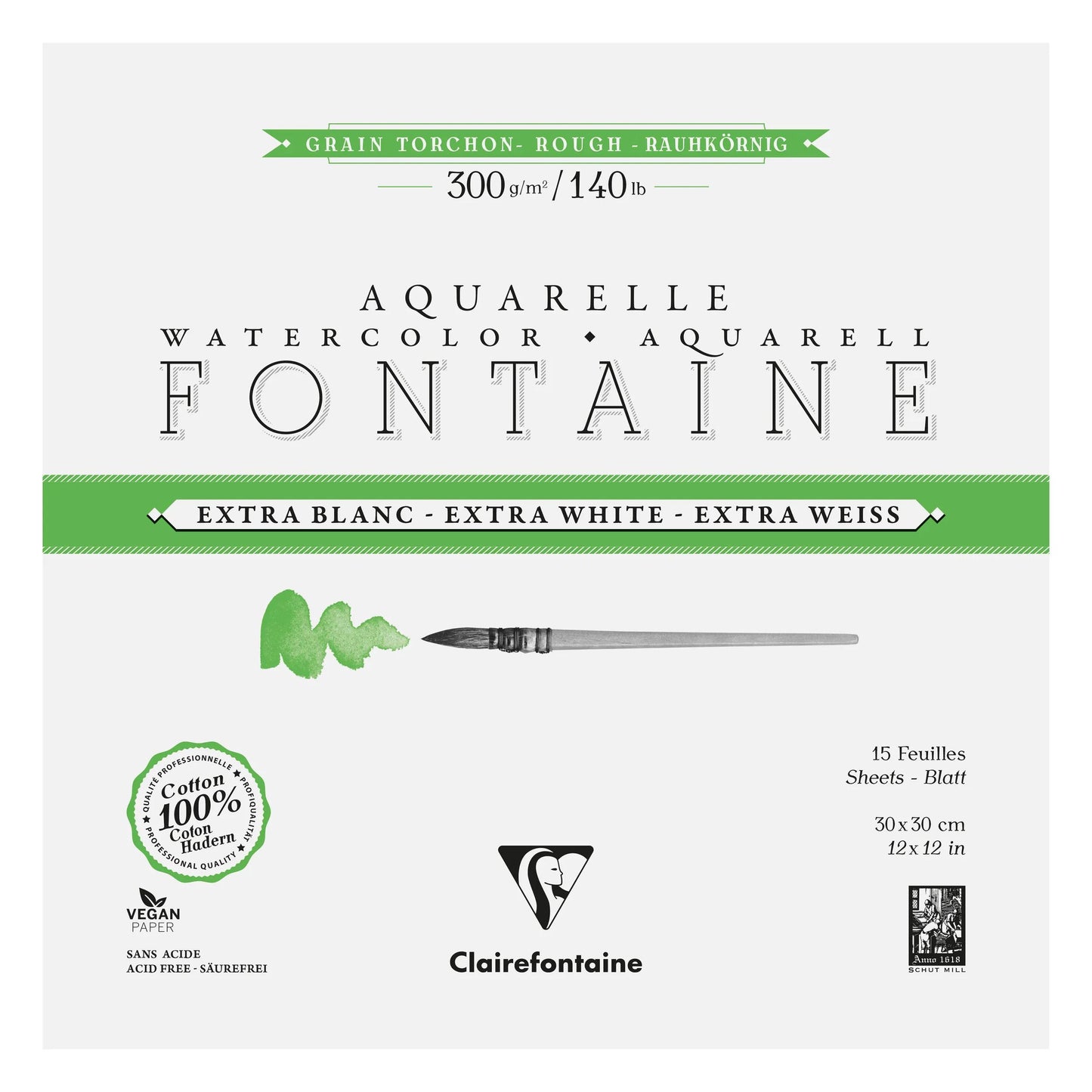 Fountain Extra White Grain Towel block glued 4 sides 15F 30x30cm 300g (Pack x2)