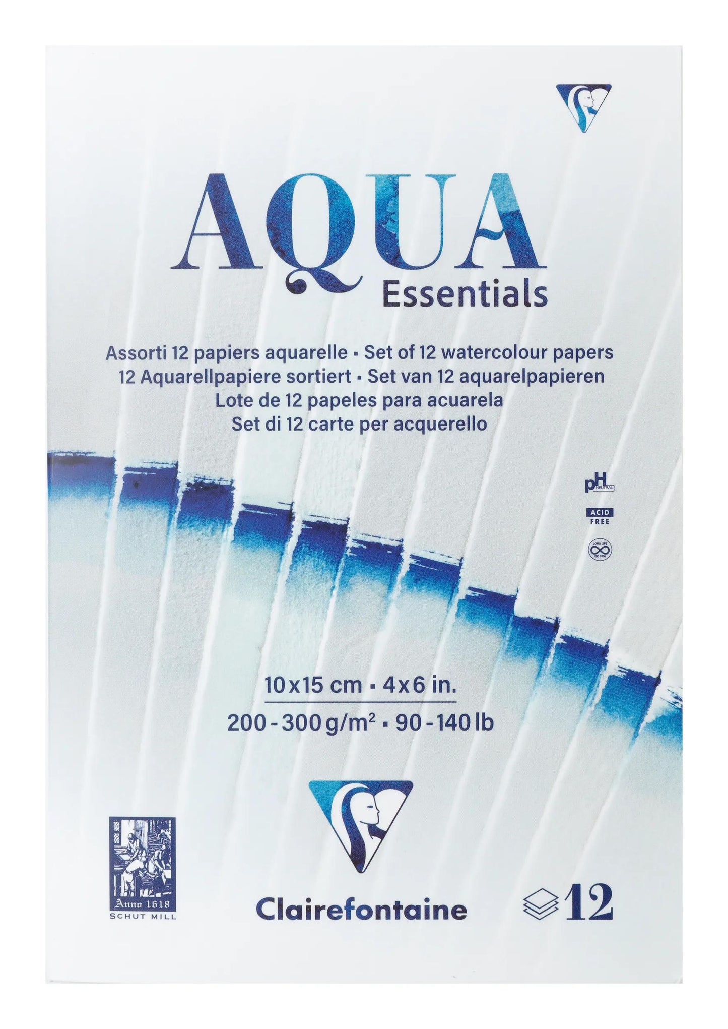 Aqua Essentials incollato blocco 12 corrispondente carta acquerello 10x15cm 12F 200g-300g (Pacchetto x2)