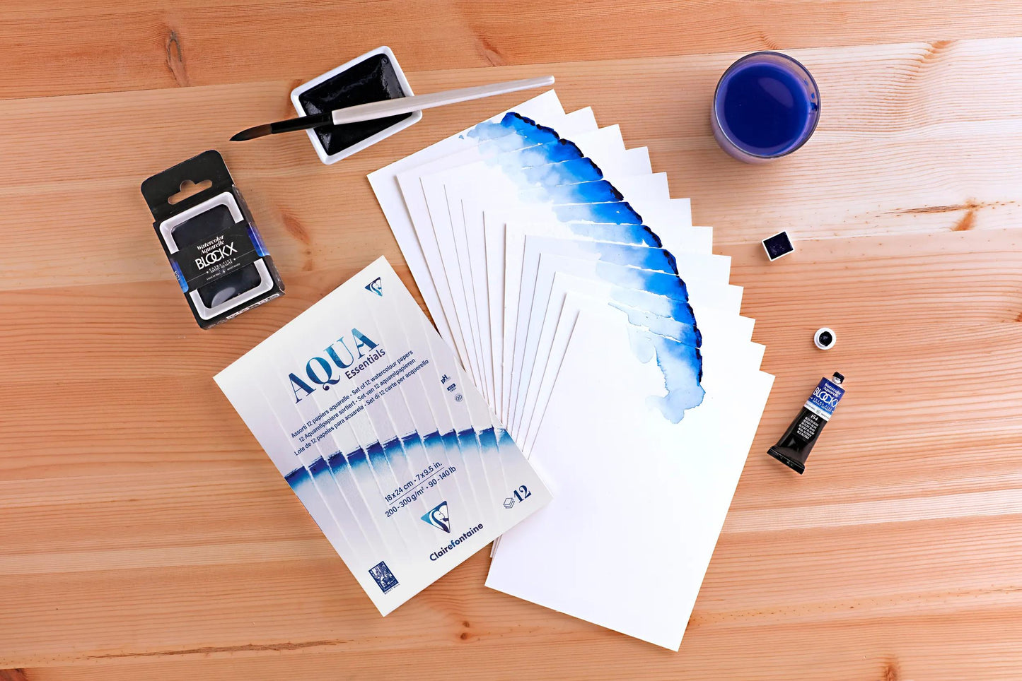 Aqua Essentials incollato blocco 12 corrispondente carta acquerello 10x15cm 12F 200g-300g (Pacchetto x2)