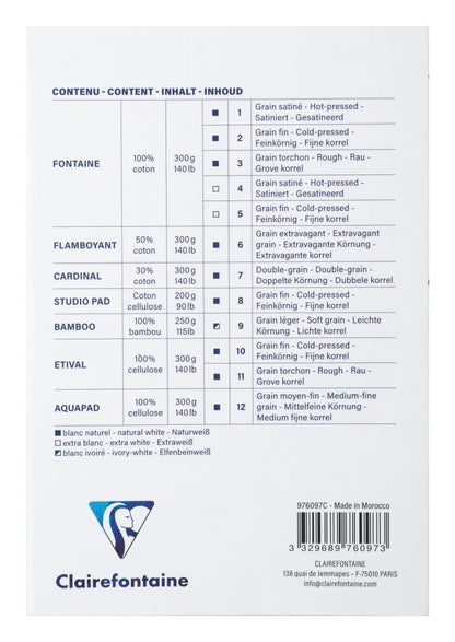 Aqua Essentials glued block 12 matching watercolor paper 10x15cm 12F 200g-300g