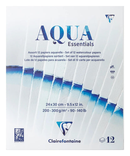 Aqua Essentials bloc collé 12 papiers aquarelle assortis 24x30cm 12F 200g-300g (lot de 2)