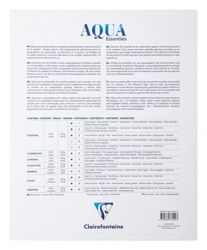 Aqua Essentials bloc collé 12 papiers aquarelle assortis 24x30cm 12F 200g-300g (lot de 2)