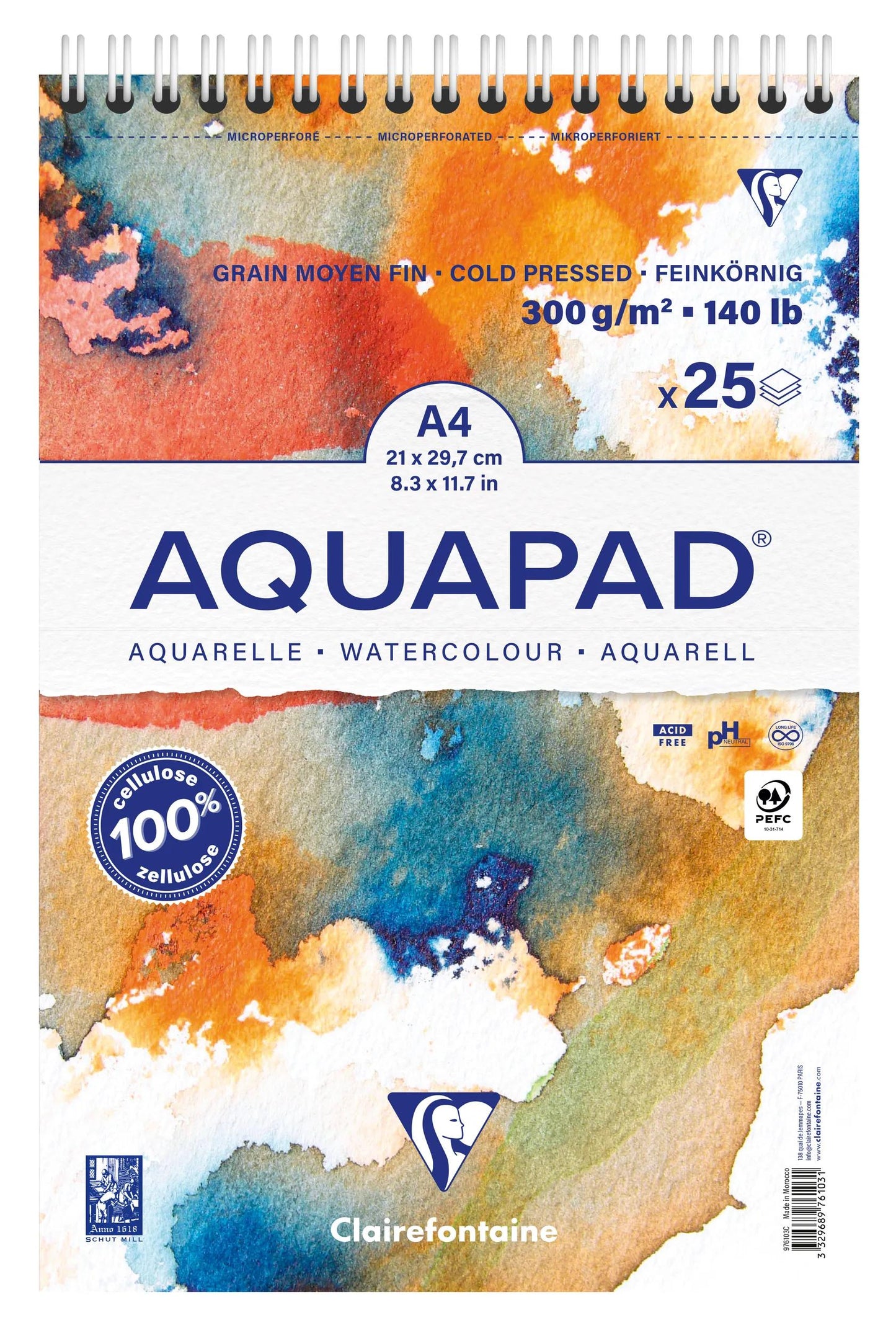 Aquapad integral binder block 25F A4+ 300g (Pack x4)