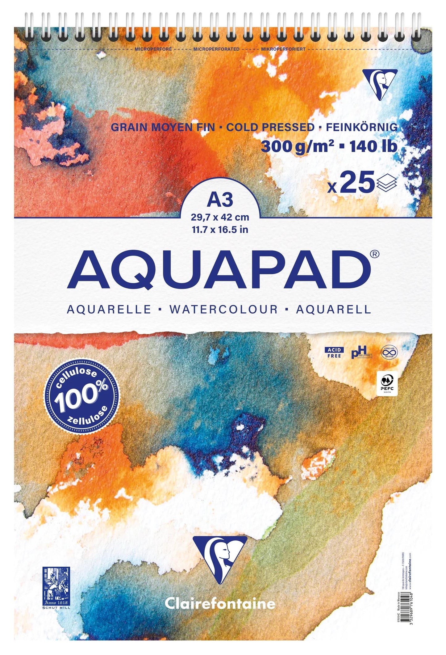 Aquapad integral binder block 25F A3+ 300g (Pack x4)