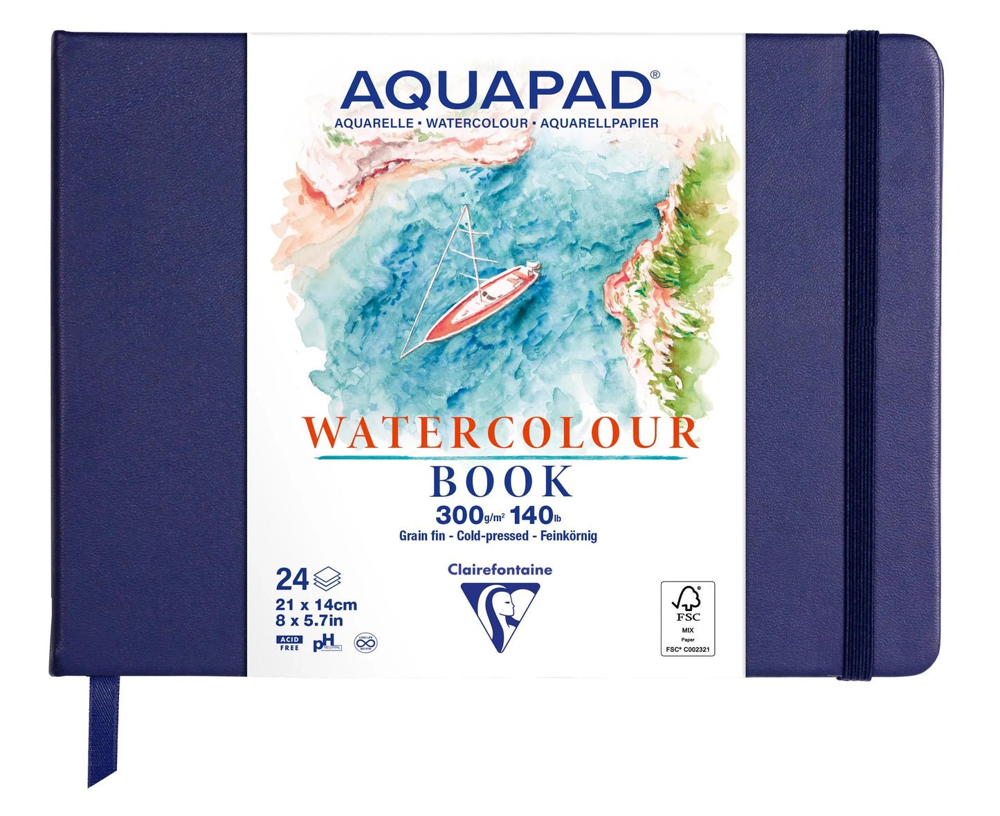 Carnet rembordé rigide Aquapad 21x14 24F 300g - New (Lot x2)
