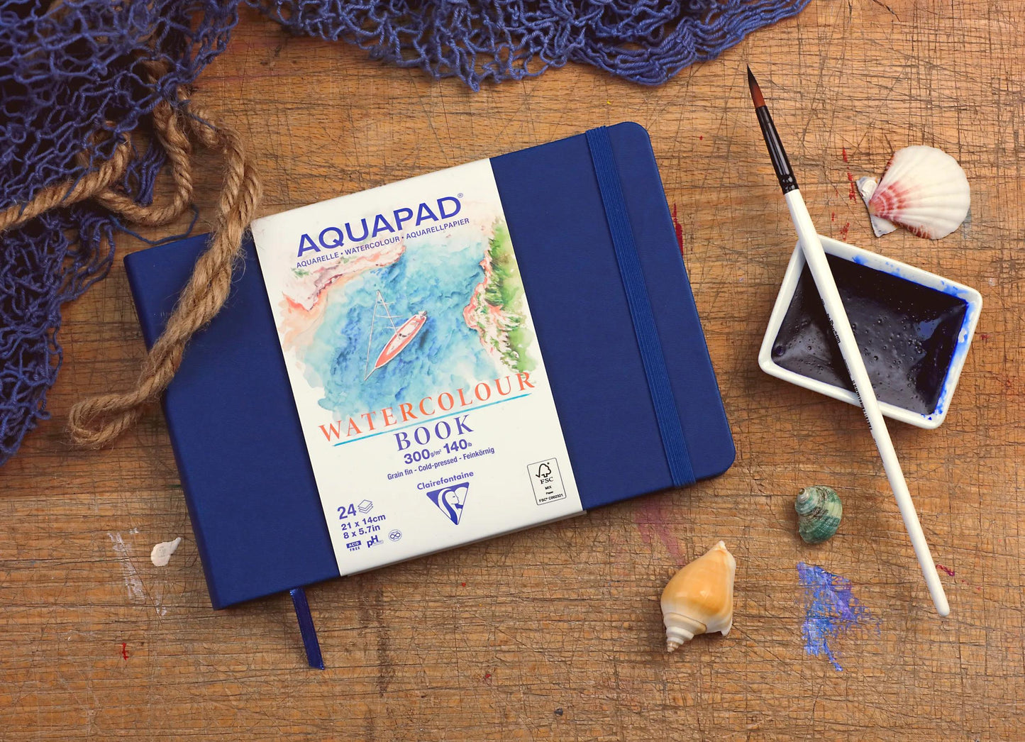 Carnet rembordé rigide Aquapad 21x14 24F 300g - New (Lot x2)