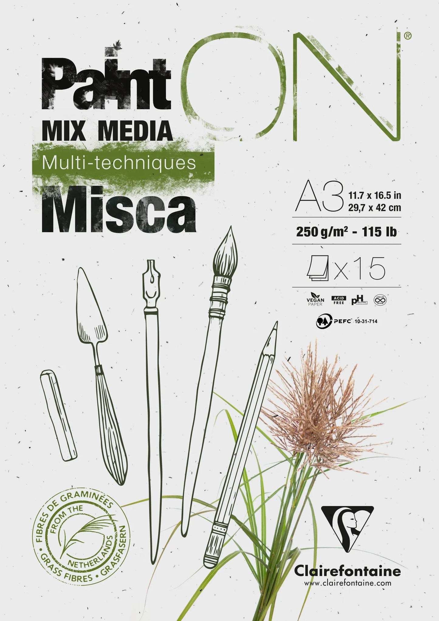 PaintON Misca blocco incollato 15F A3 250g (Pacchetto x2)