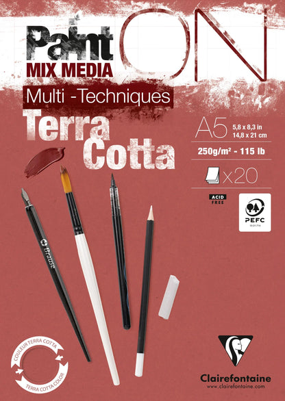 PaintON TERRACOTTA Block verklebt A5 20F (4er-Pack)