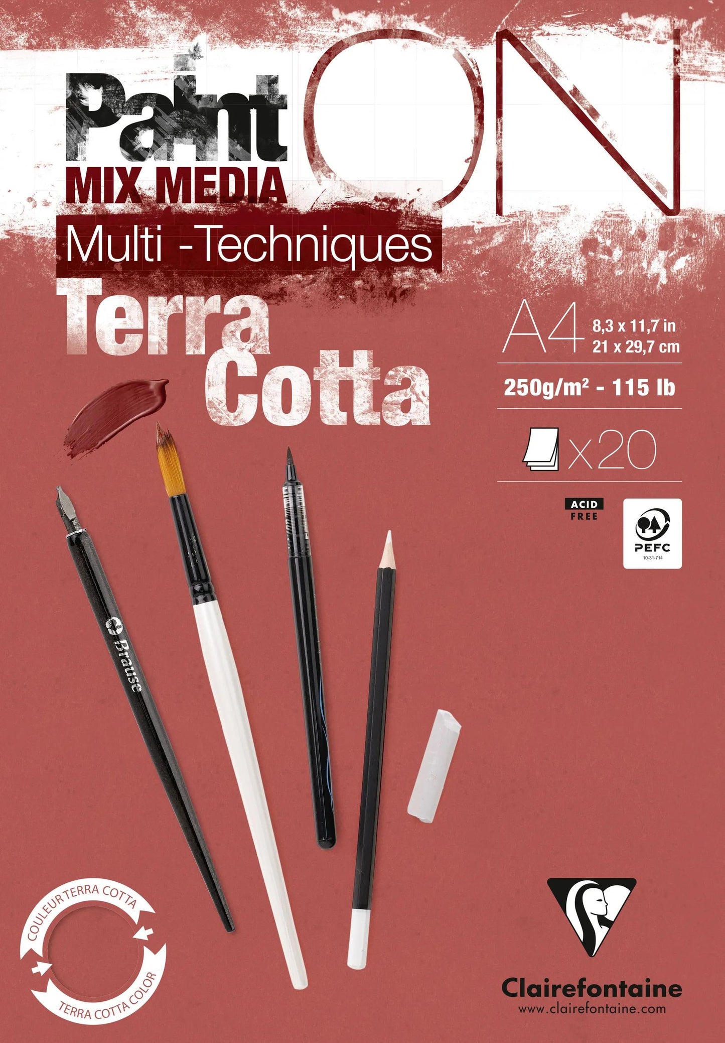 Bloc PaintON TERRACOTTA collé A4 20F (Lot x4)