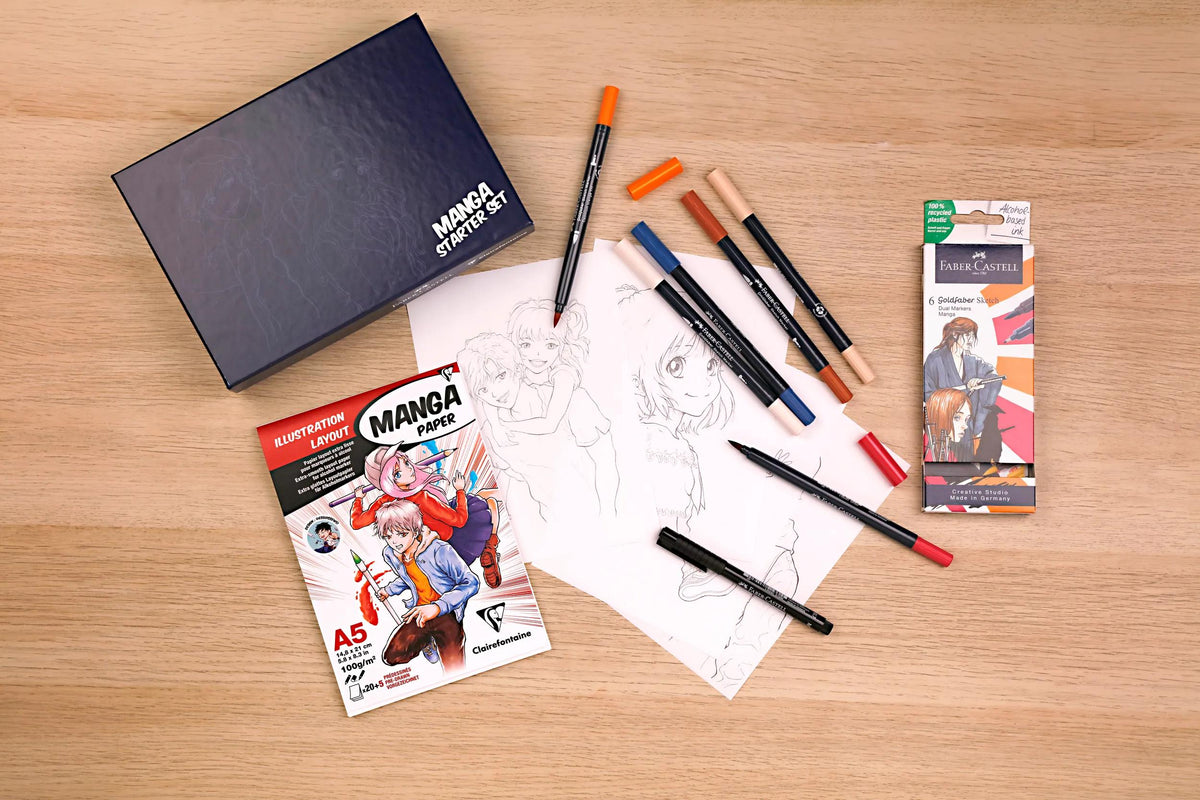 Starter Set Manga Block Manga Paper Layout Clairefontaine A5 and Goldfaber Sketch Felts Faber-Castell