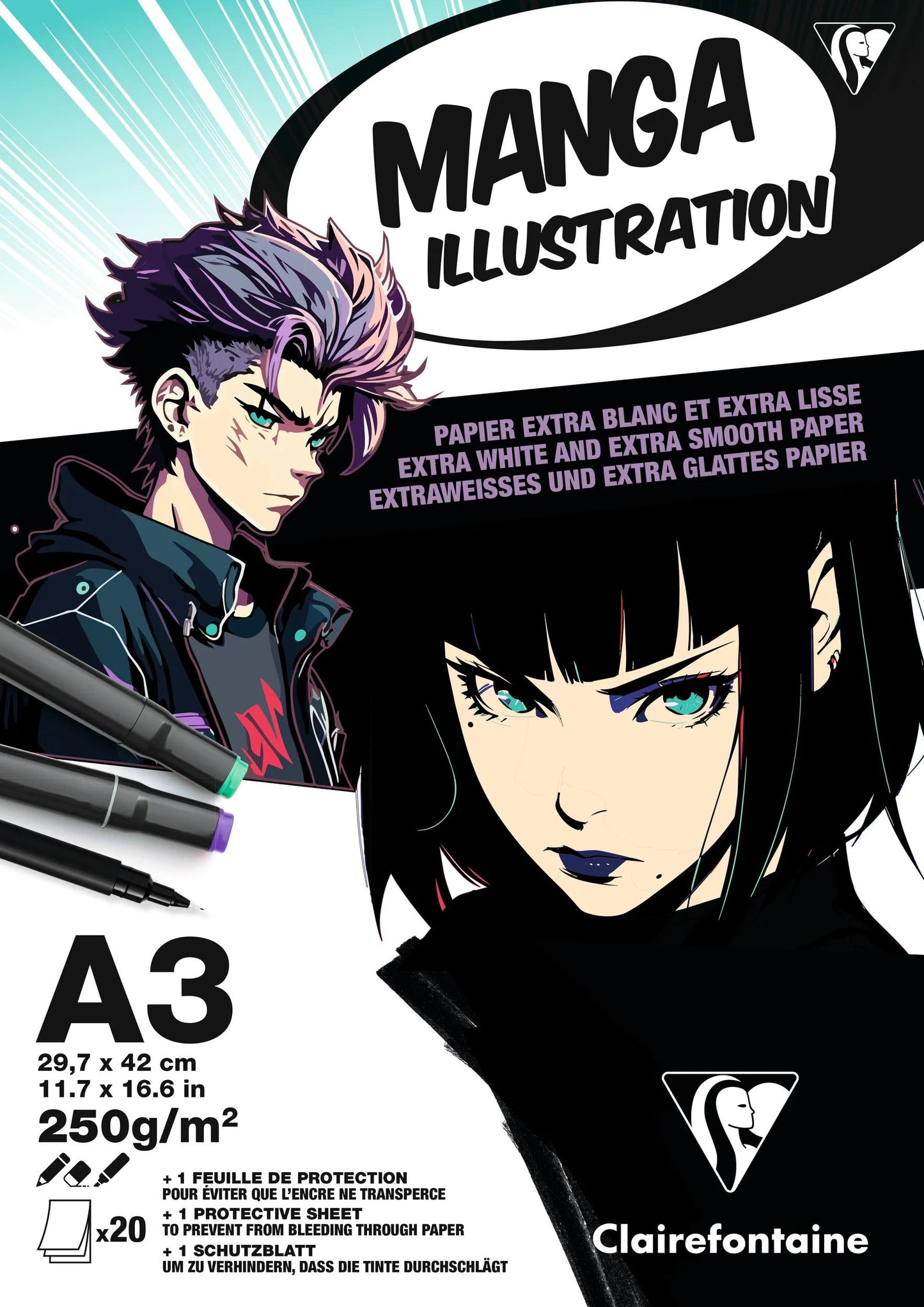Illustration block Manga A3 20F 250g (Pack x4)