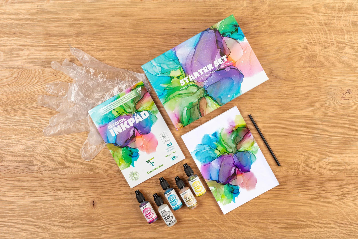 Starter Set Alcohol Ink A5 Alcohol Inkpad Clairefontaine and Cernit Alcohol Ink (Pack x2)
