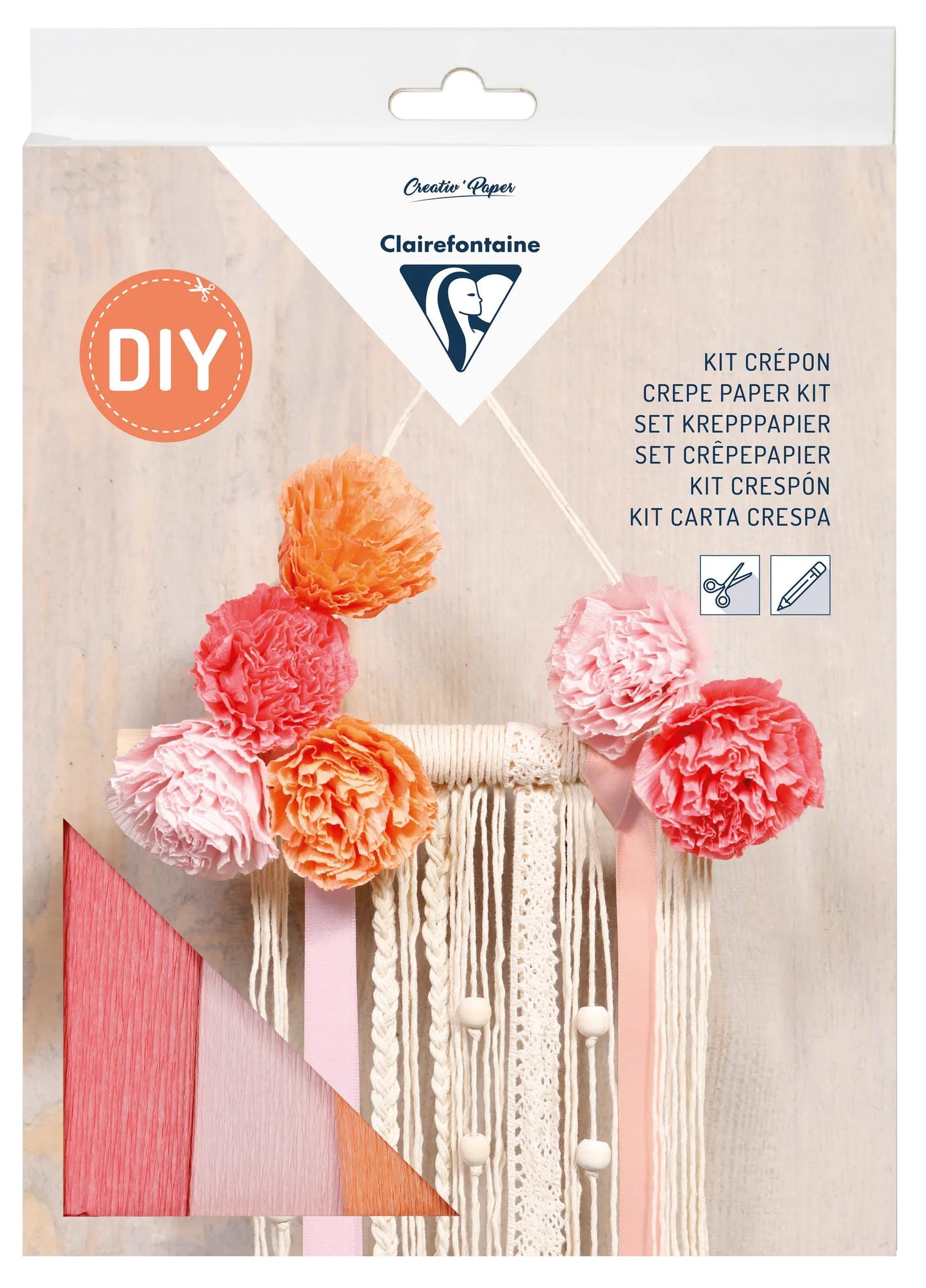 KIT CREPON, Macramé Dekoration 20,5x1,5x30cm - Sortiment (Paket x3)