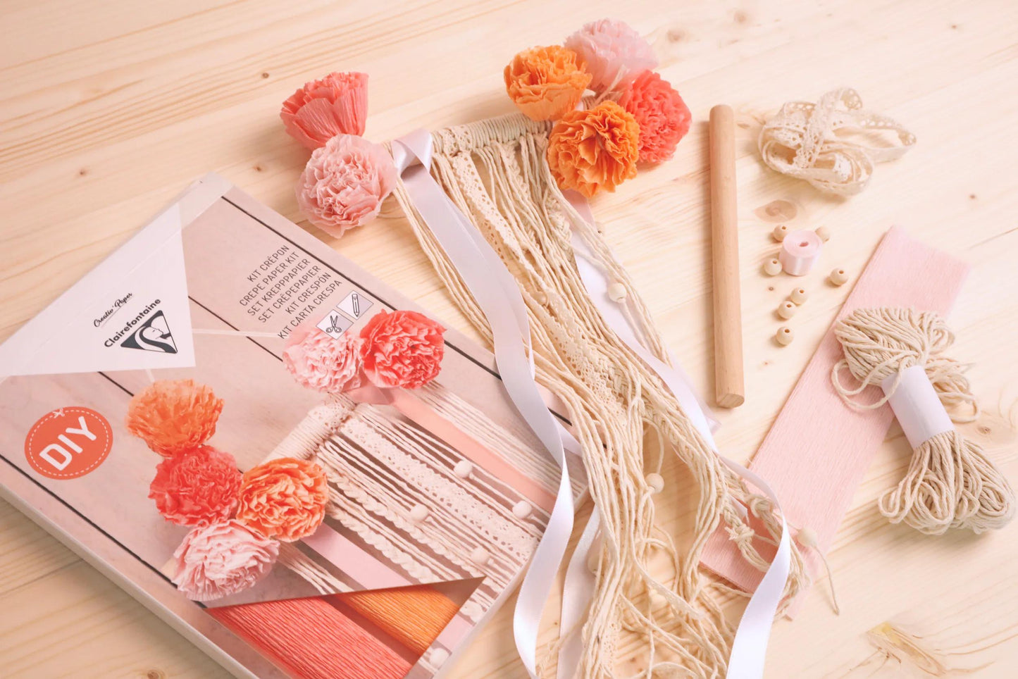 KIT CREPON, Macramé Dekoration 20,5x1,5x30cm - Sortiment (Paket x3)