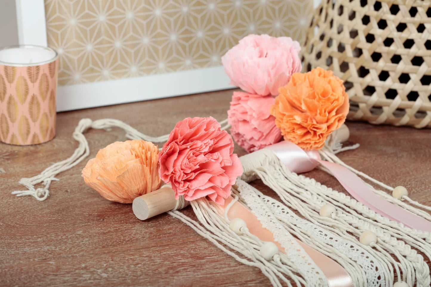 KIT CREPON, Macramé Dekoration 20,5x1,5x30cm - Sortiment (Paket x3)