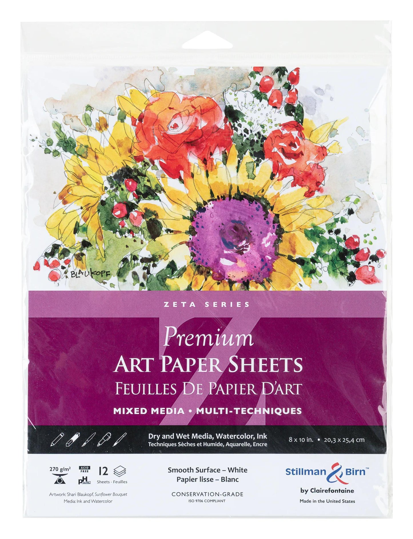 Bag 12 foil Zeta 270g - 20,3x25,4cm - White - New (Pack x5)