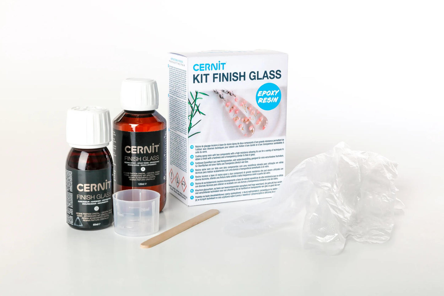 Cernit kit finish glass 120 ml + 60 ml - Transparent (Pack x4)