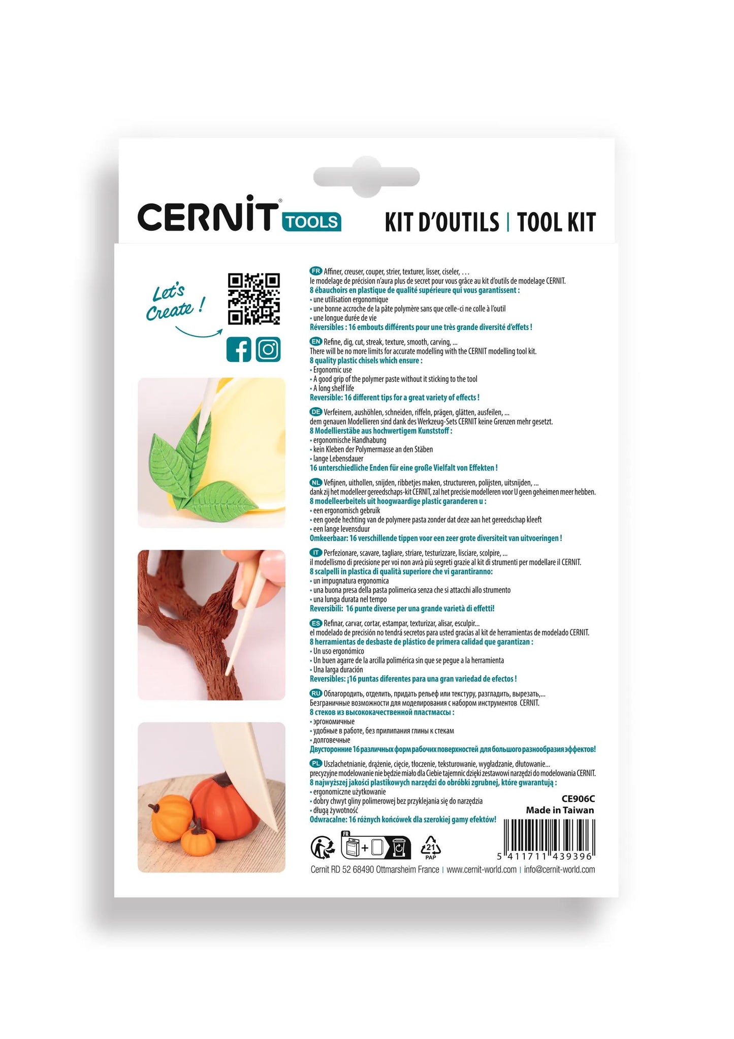 Cernit 8 tool kit - White (Pack x6)