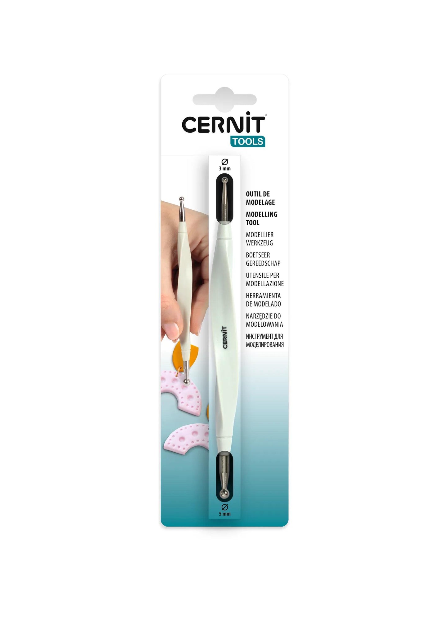 Cernit tool with metal balls 5mm/3mm - Steel (Pack x6)