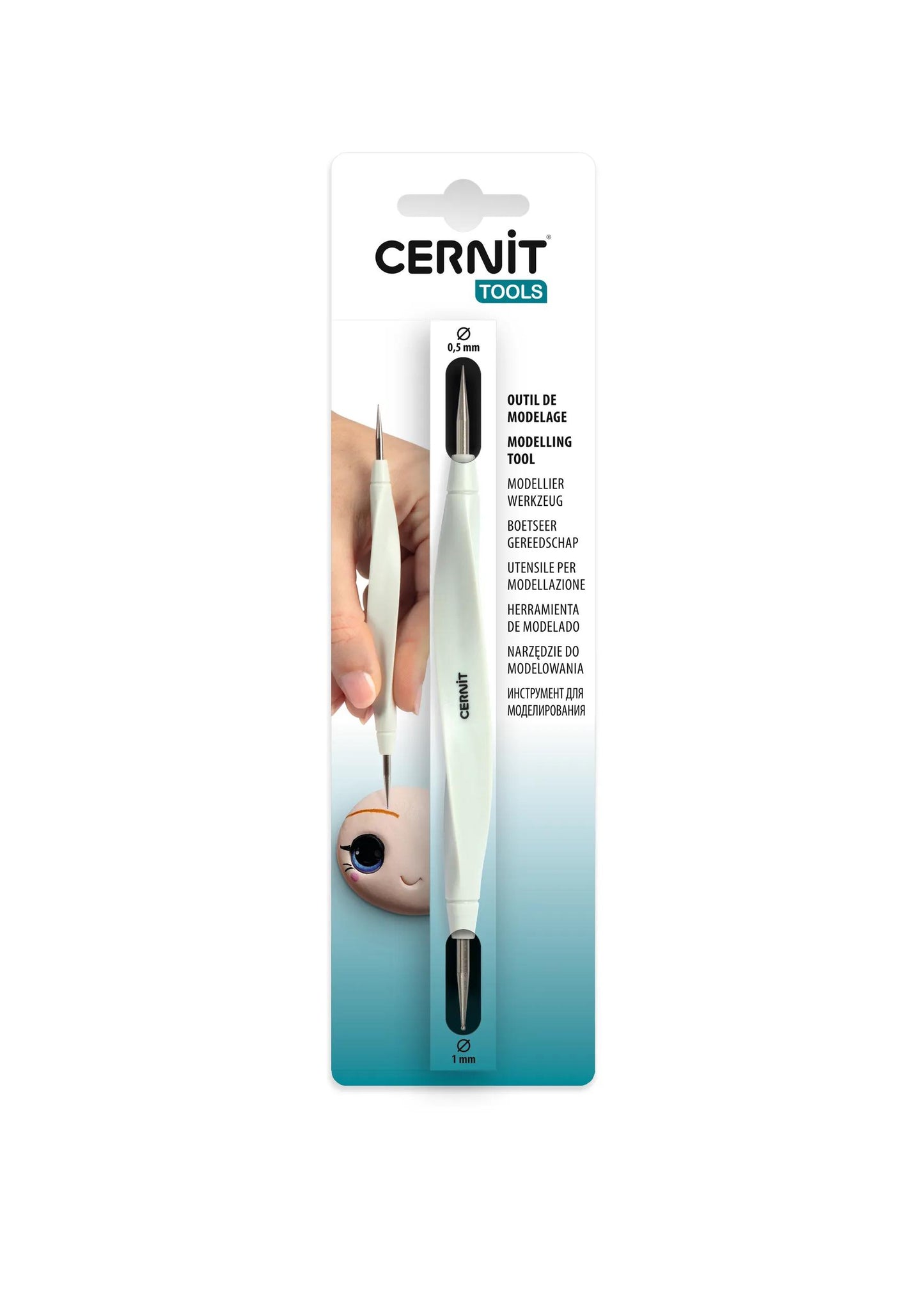 Cernit tool with metal balls 1mm/0.5mm - Steel (Pack x6)
