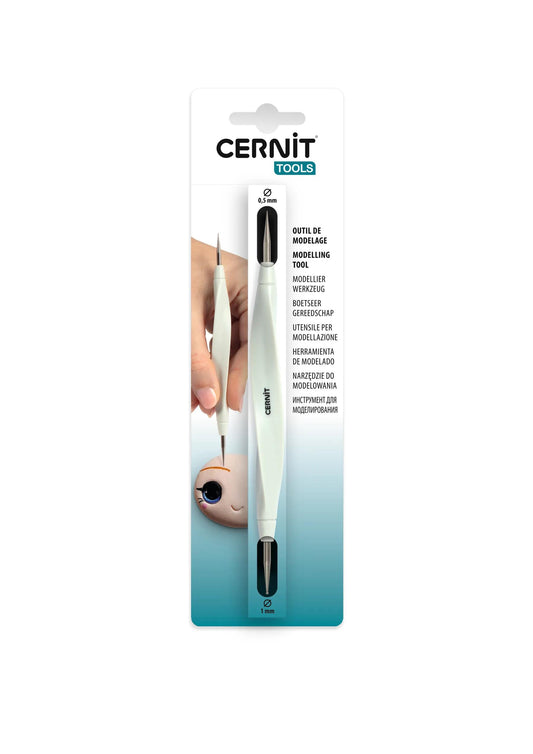 Cernit tool with metal balls 1mm/0.5mm - Steel (Pack x6)