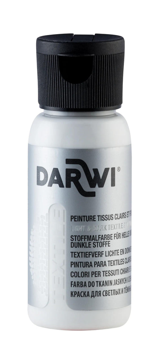DARWI 50 ml Opaque Textile Painting Bottle - White 010 (Pack x4)