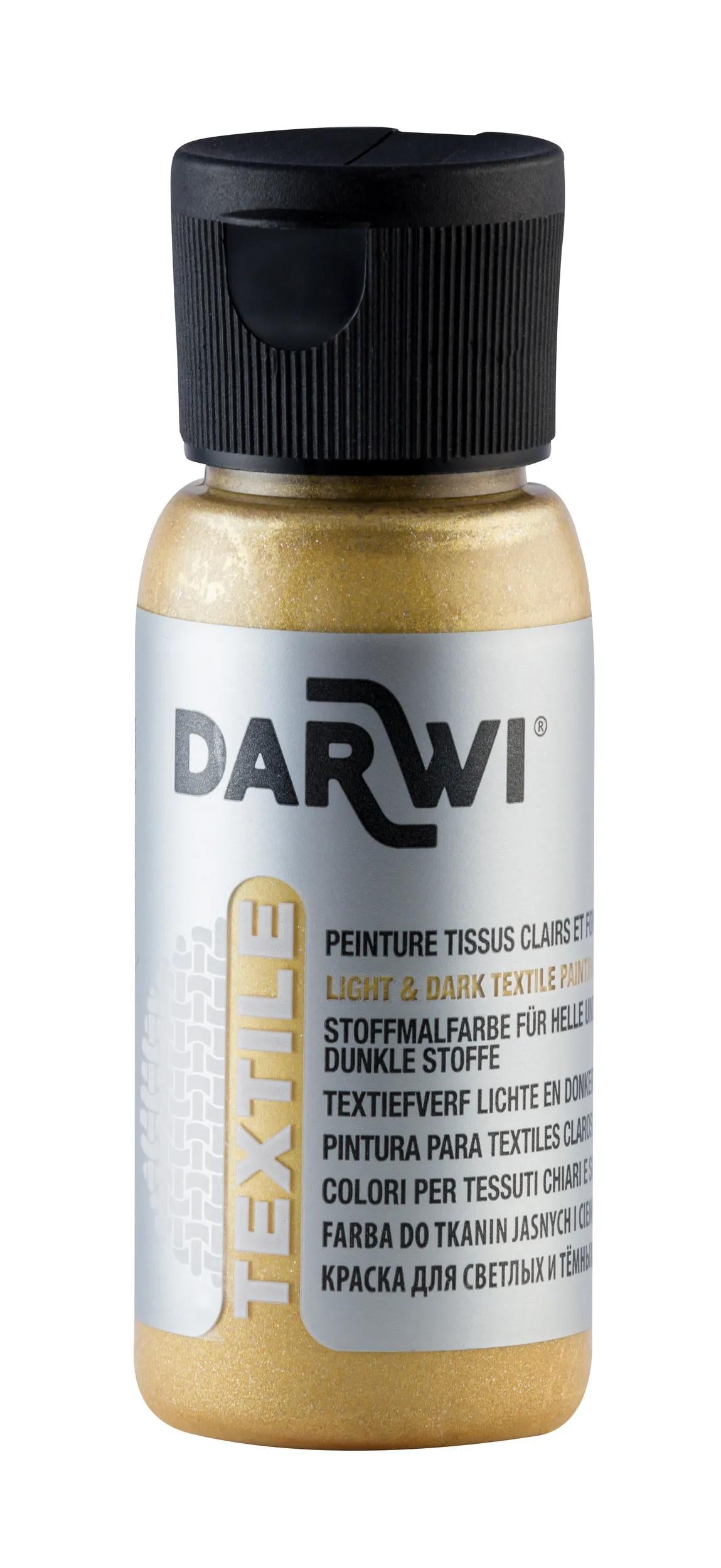 DARWI 50 ml Metallic Textil Malflasche - Gold (Paket x4)