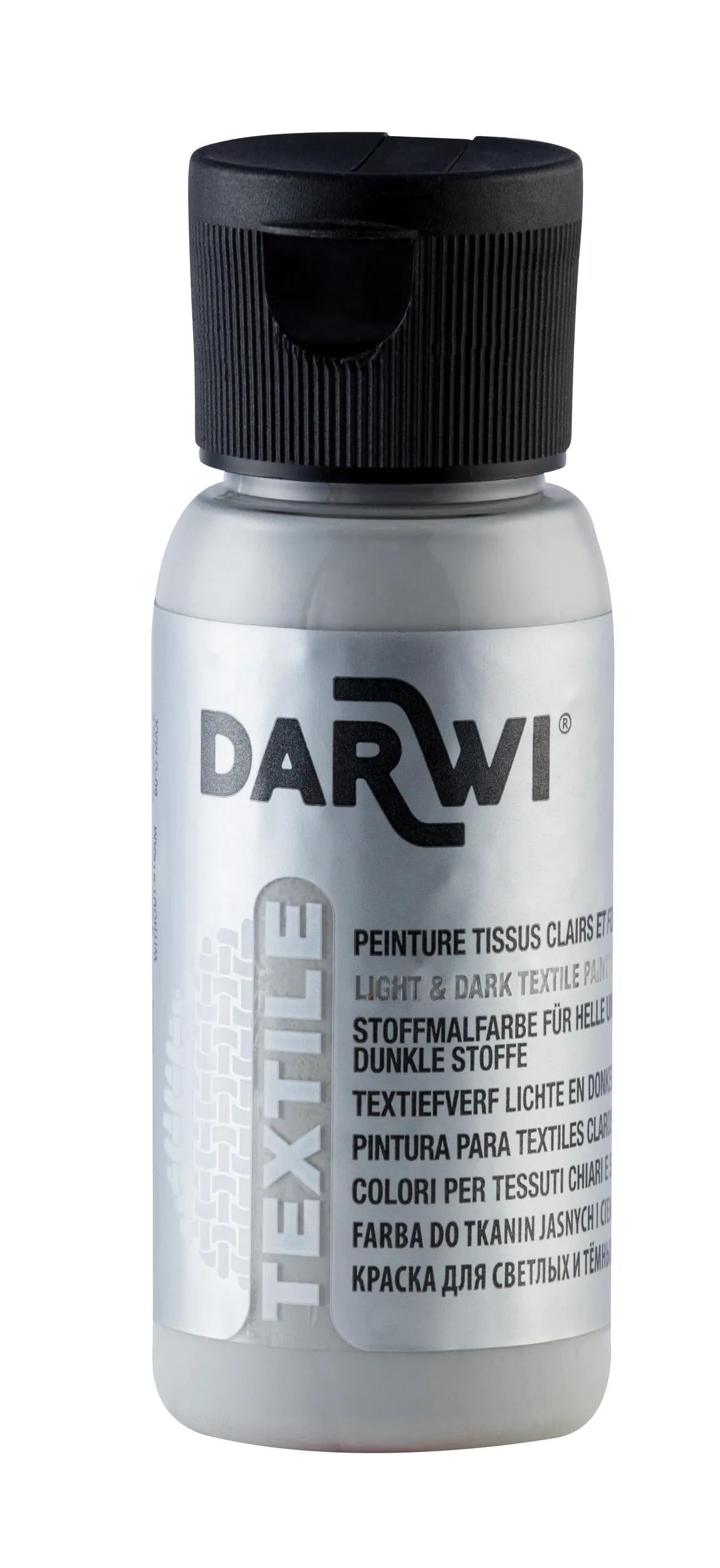 DARWI 50 ml Opaque Textile Paint Bottiglia - Grigio chiaro (Pacchetto x4)