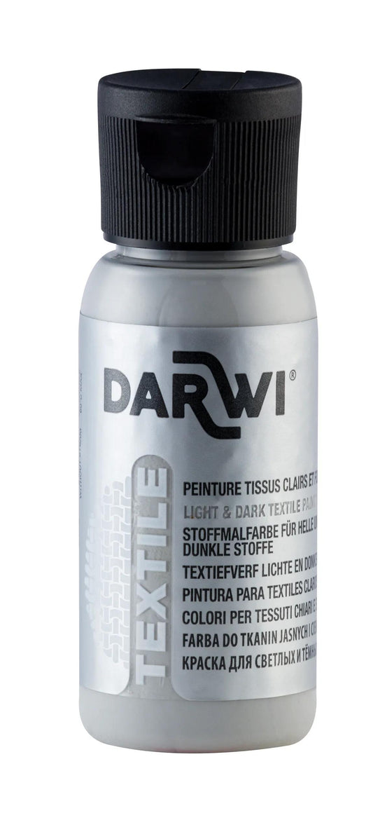 DARWI 50 ml Opaque Textile Paint Bottle - Light Grey 150 (Pack x4)