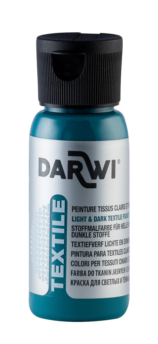 DARWI 50 ml Opaque Textile Paint Bottle - Duck Blue 203 (Pack x4)