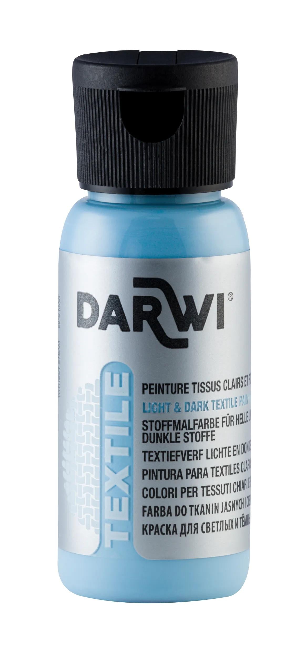 DARWI 50 ml Opaque Textil Malflasche - Hellblau (Paket x4)