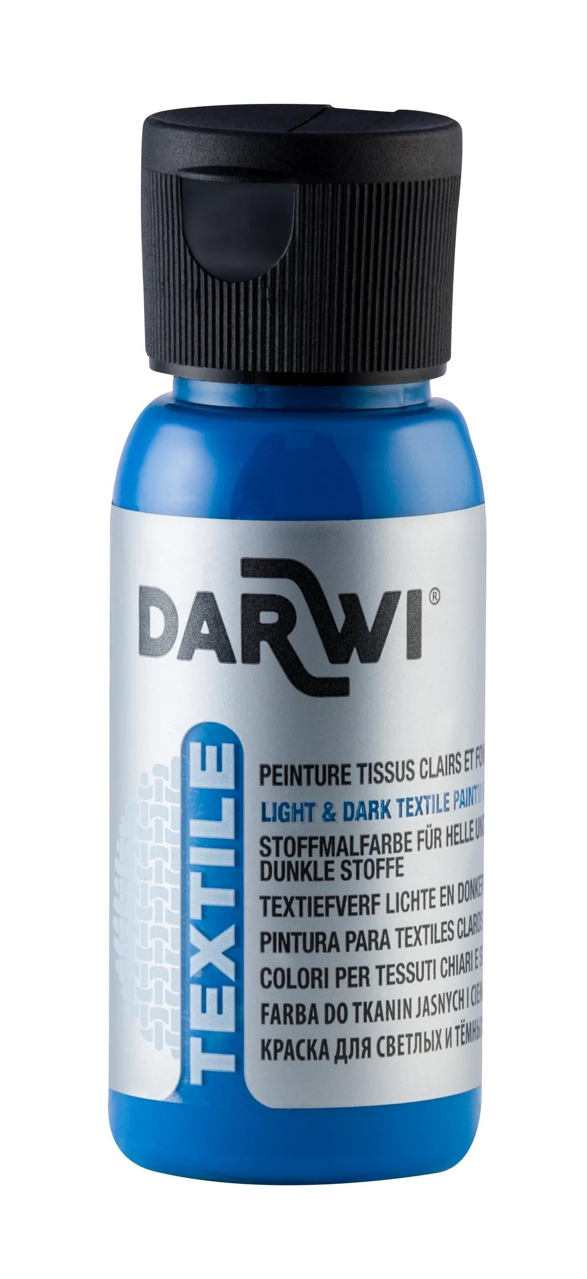 DARWI 50 ml Opaque Textil Malflasche - Blau (Paket x4)