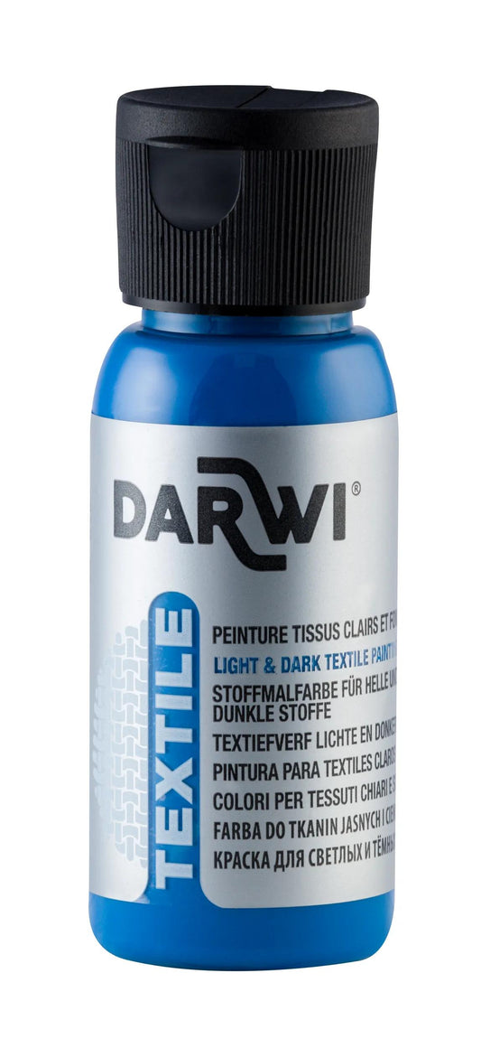 DARWI 50 ml Opaque Textile Paint Bottle - Blue 215 (Pack x4)