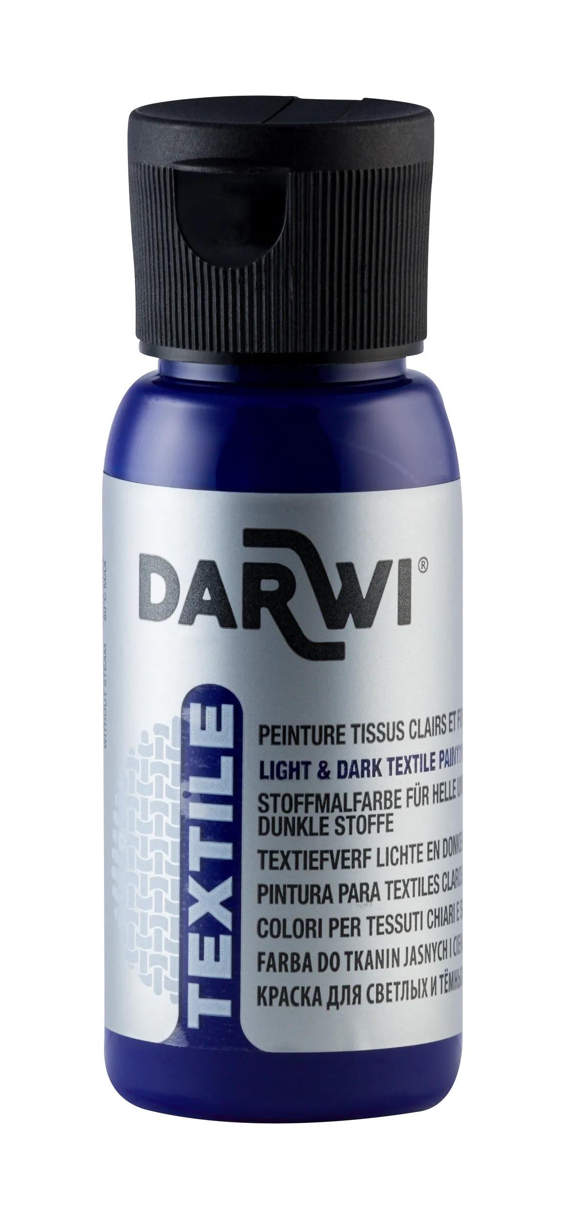 DARWI 50 ml Opaque Textilfarbenflasche - Dunkelblau (Paket x4)