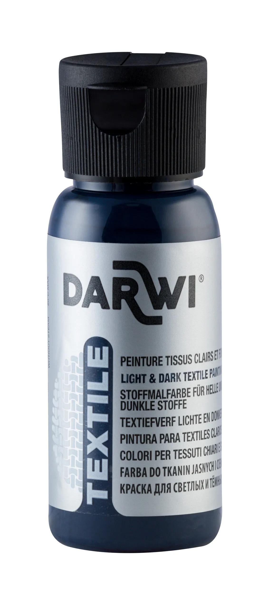 DARWI 50 ml Opaque Textile Paint Bottle - Navy Blue 239 (Pack x4)