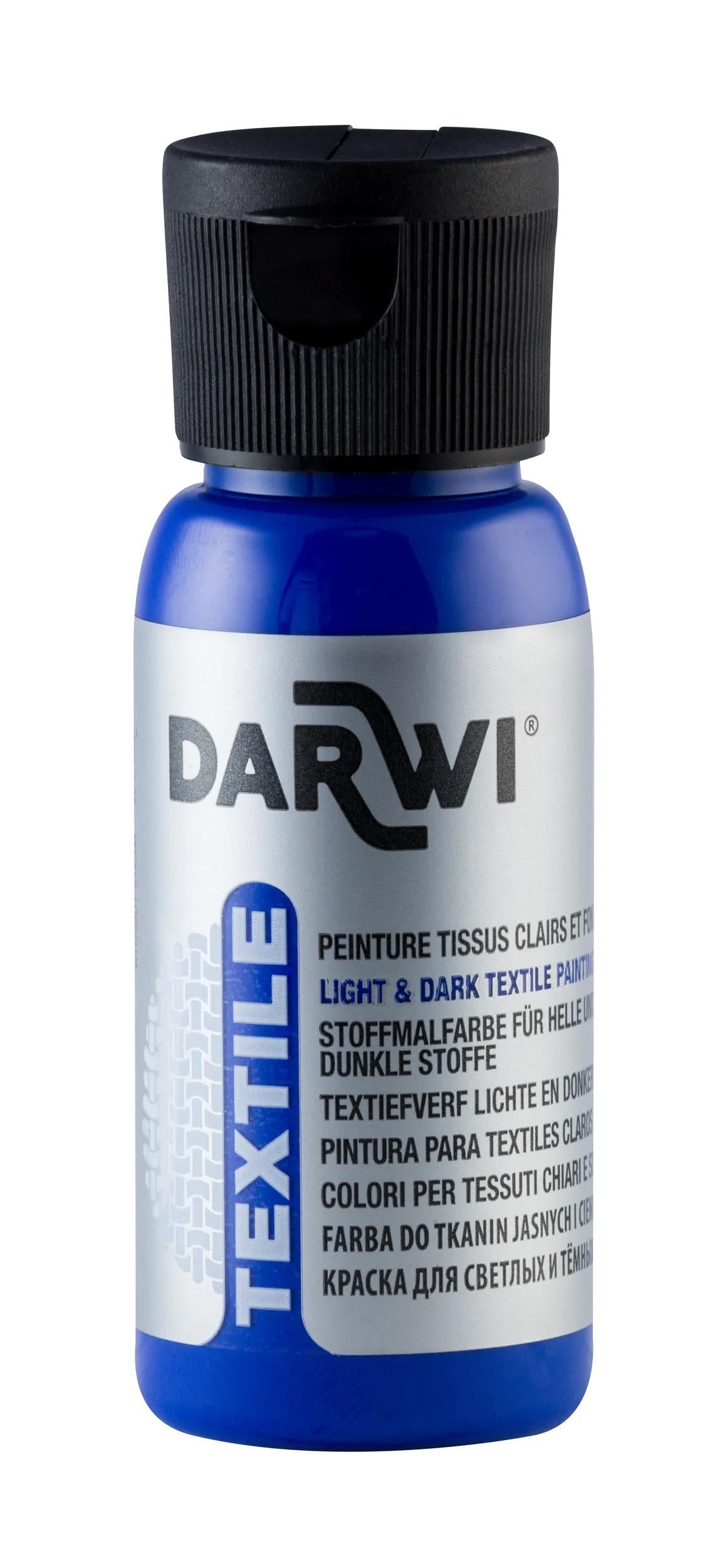 DARWI 50 ml Opaque Textile Paint Bottle - Overseas Blue 256 (Pack x4)