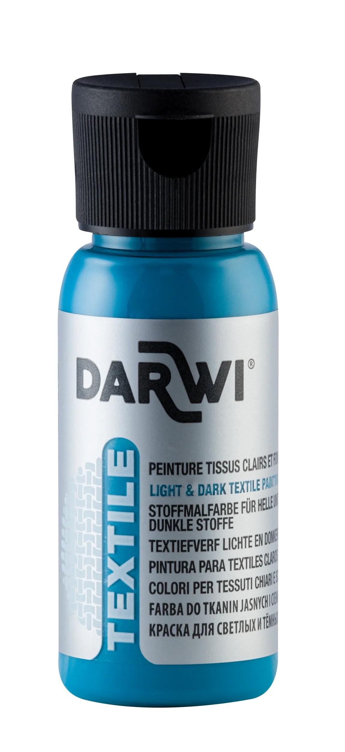 DARWI 50 ml Opaque Textil Malflasche - Lagoon Blue (Paket x4)
