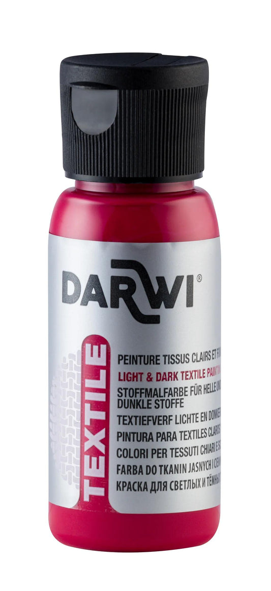 DARWI 50 ml Opaque Textile Paint Bottle - Carmine 420 (Pack x4)