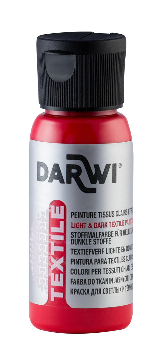 DARWI 50 ml paint bottle Textile Opaque - vermilion 490 (Pack x4)