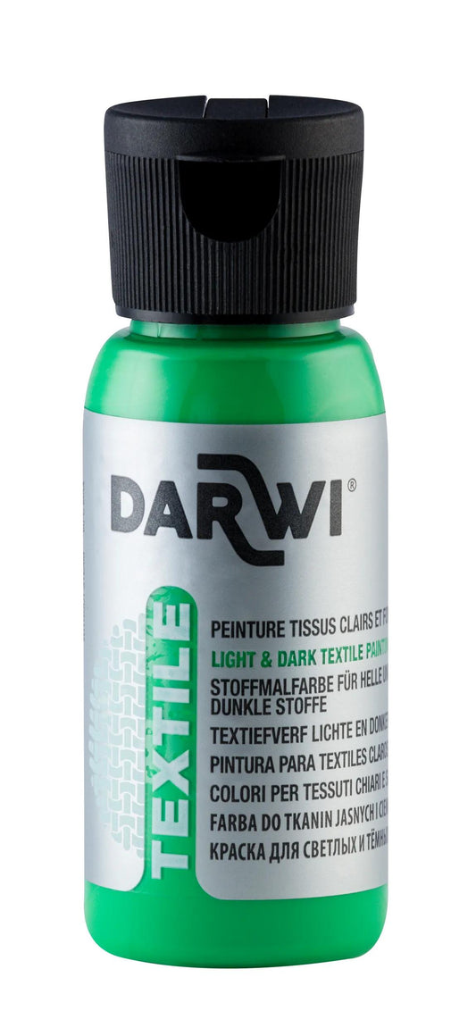 DARWI 50 ml Opaque Textile Painting Bottle - Green Prairie 611 (Pack x4)