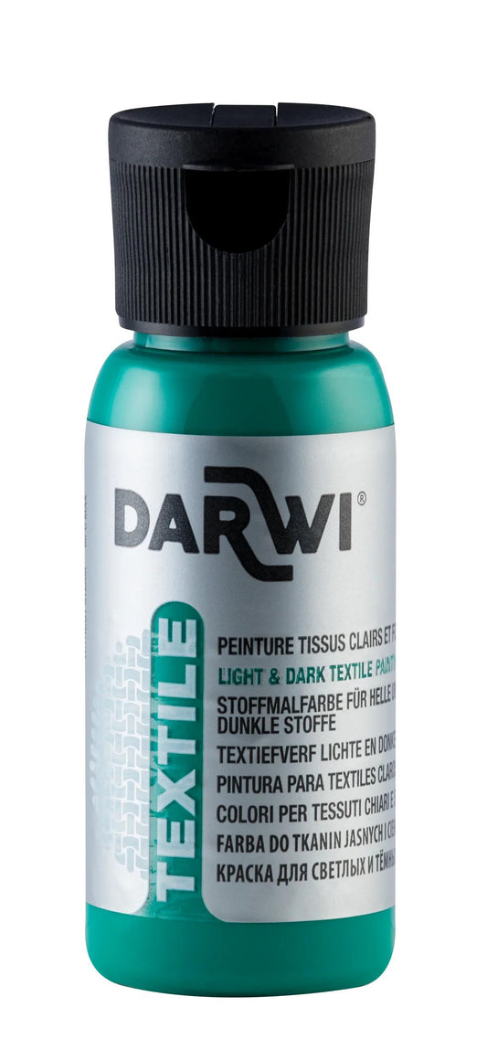 DARWI 50 ml paint bottle Textile Opaque - Fir green 626 (Pack x4)