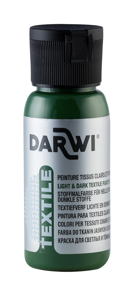 DARWI 50 ml Opaque Textile Paint Bottle - Green avocado 643 (Pack x4)